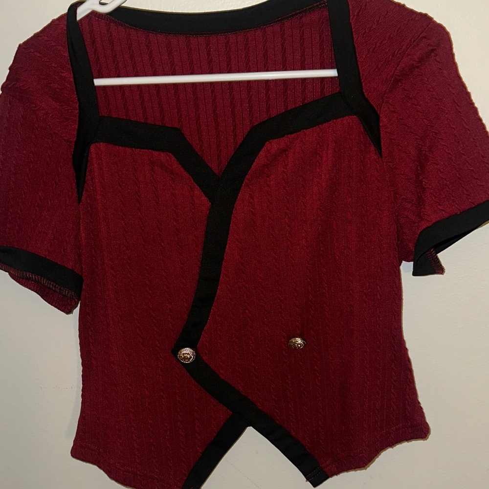 Red and Black Short Sleeve Top new